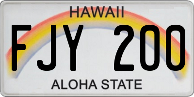 HI license plate FJY200