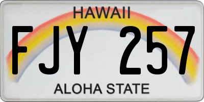 HI license plate FJY257