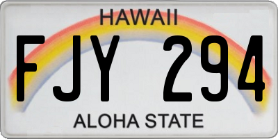 HI license plate FJY294
