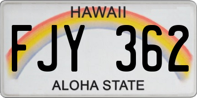 HI license plate FJY362