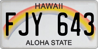 HI license plate FJY643