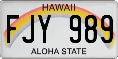 HI license plate FJY989