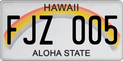HI license plate FJZ005