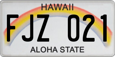 HI license plate FJZ021
