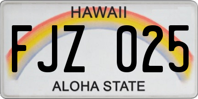 HI license plate FJZ025