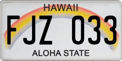 HI license plate FJZ033
