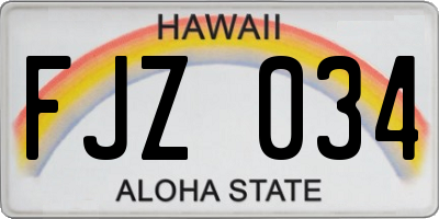 HI license plate FJZ034