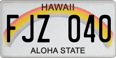 HI license plate FJZ040