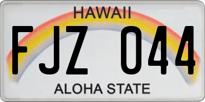 HI license plate FJZ044