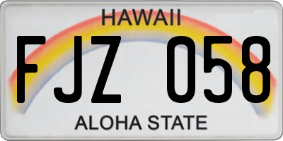 HI license plate FJZ058
