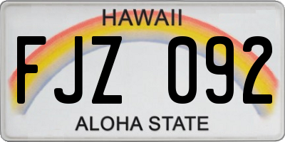 HI license plate FJZ092