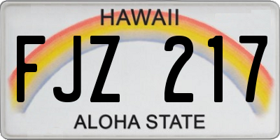 HI license plate FJZ217