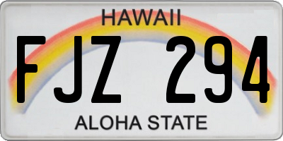 HI license plate FJZ294