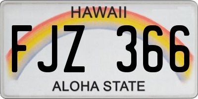 HI license plate FJZ366