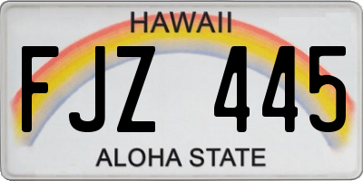 HI license plate FJZ445