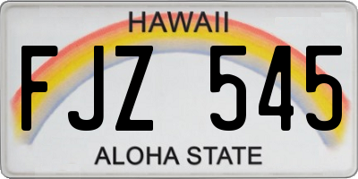 HI license plate FJZ545