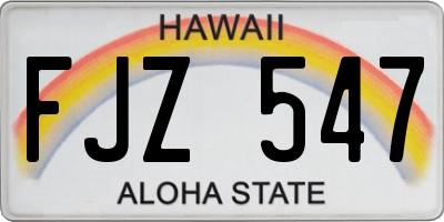 HI license plate FJZ547