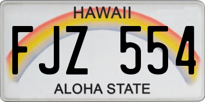 HI license plate FJZ554