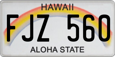 HI license plate FJZ560