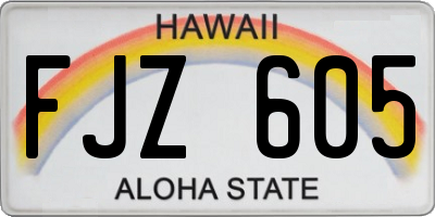 HI license plate FJZ605