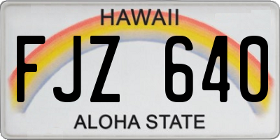 HI license plate FJZ640