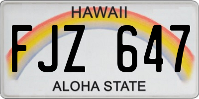 HI license plate FJZ647