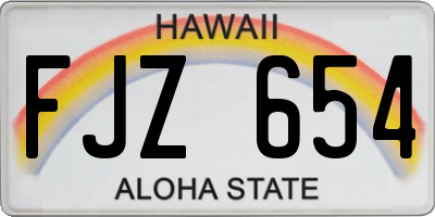 HI license plate FJZ654