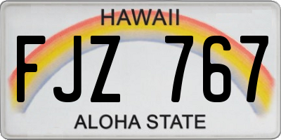 HI license plate FJZ767