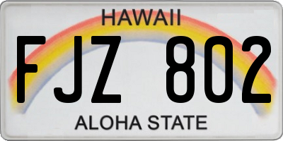 HI license plate FJZ802