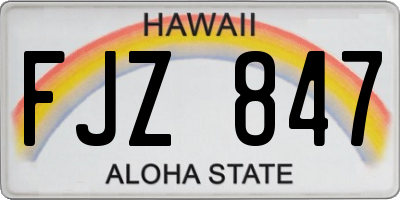 HI license plate FJZ847