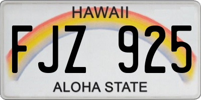 HI license plate FJZ925