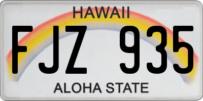 HI license plate FJZ935