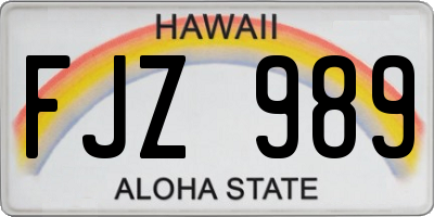 HI license plate FJZ989