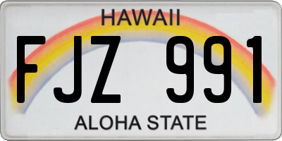 HI license plate FJZ991