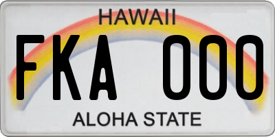 HI license plate FKA000
