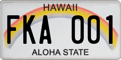 HI license plate FKA001