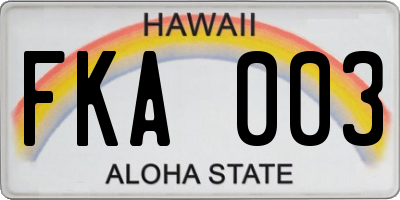 HI license plate FKA003