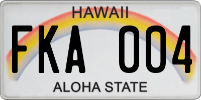 HI license plate FKA004