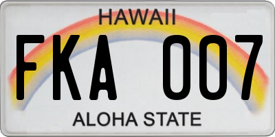 HI license plate FKA007