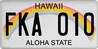 HI license plate FKA010