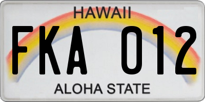 HI license plate FKA012