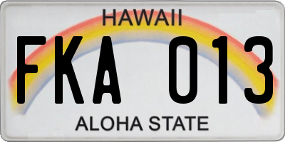 HI license plate FKA013