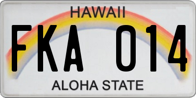HI license plate FKA014