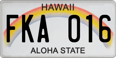 HI license plate FKA016