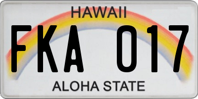 HI license plate FKA017