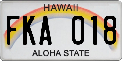 HI license plate FKA018