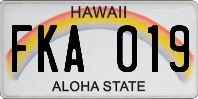 HI license plate FKA019