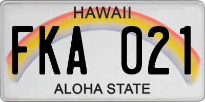 HI license plate FKA021