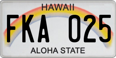 HI license plate FKA025