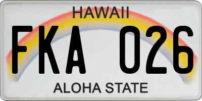 HI license plate FKA026
